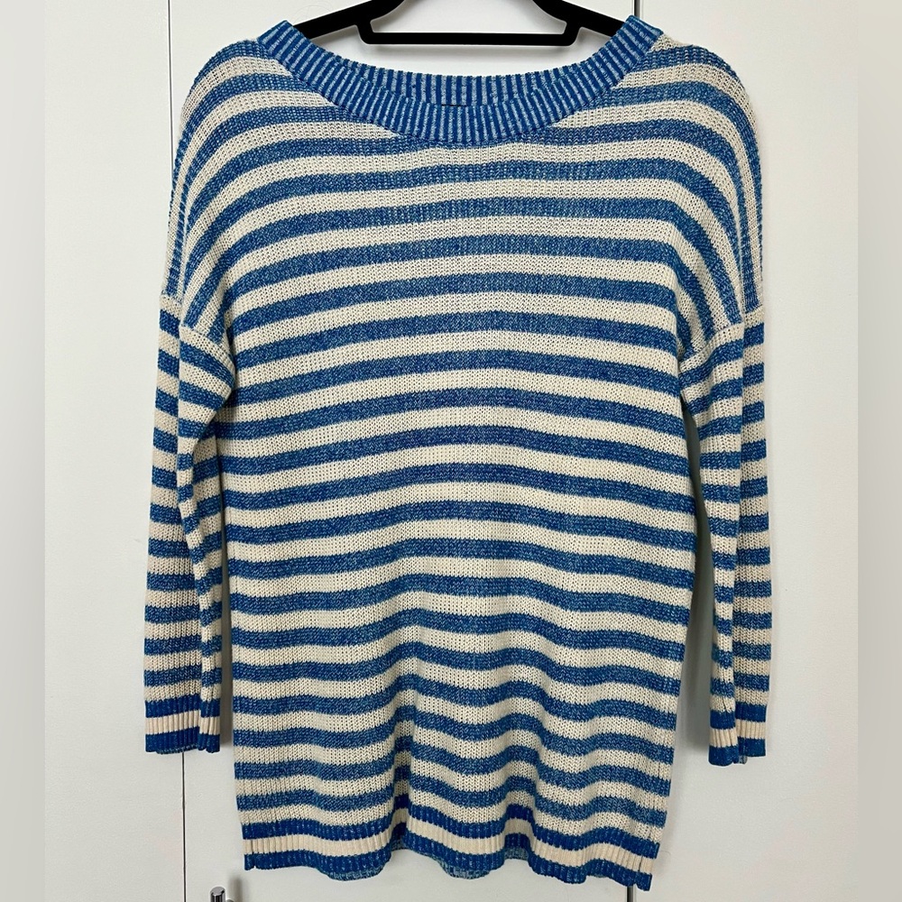 J. Crew Blue and White Striped Women's Sweater
